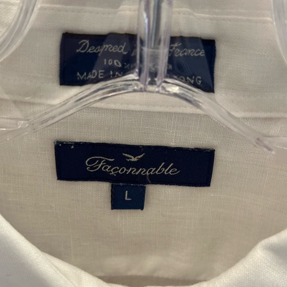 Faconnable woman’s large white linen long sleeve blouse - Picture 3 of 6